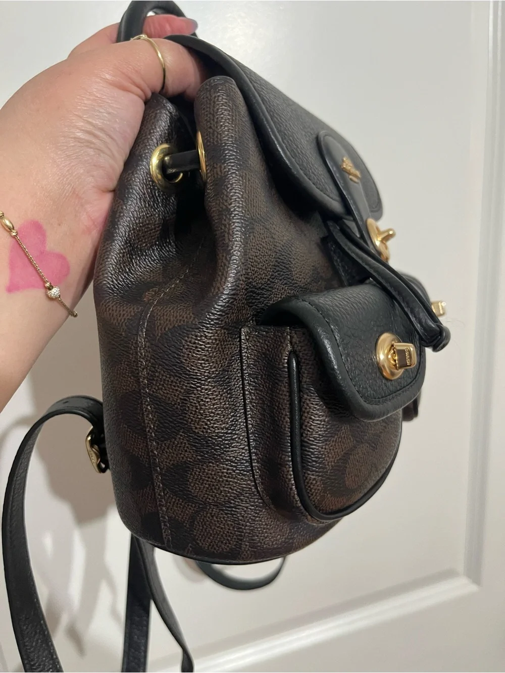 Coach Hadley Black & Brown Signature Mini Backpack